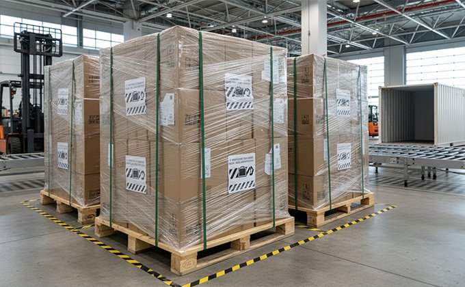 Large shipments exceeding 3 CBM are suitable for palletized transport