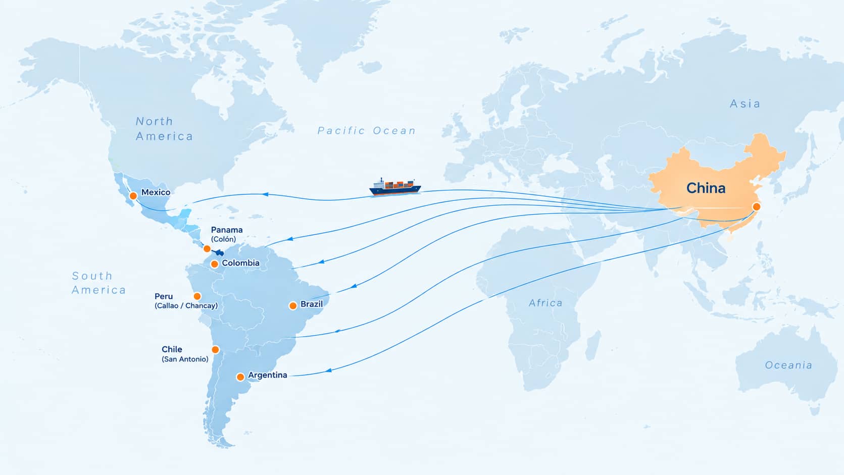China To Latin America Shipping Routes